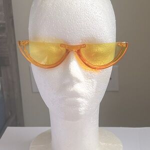Retro Orange Cat Eye Sunglasses Vintage Semi Rimless Frame Cateye Sun Glasses.